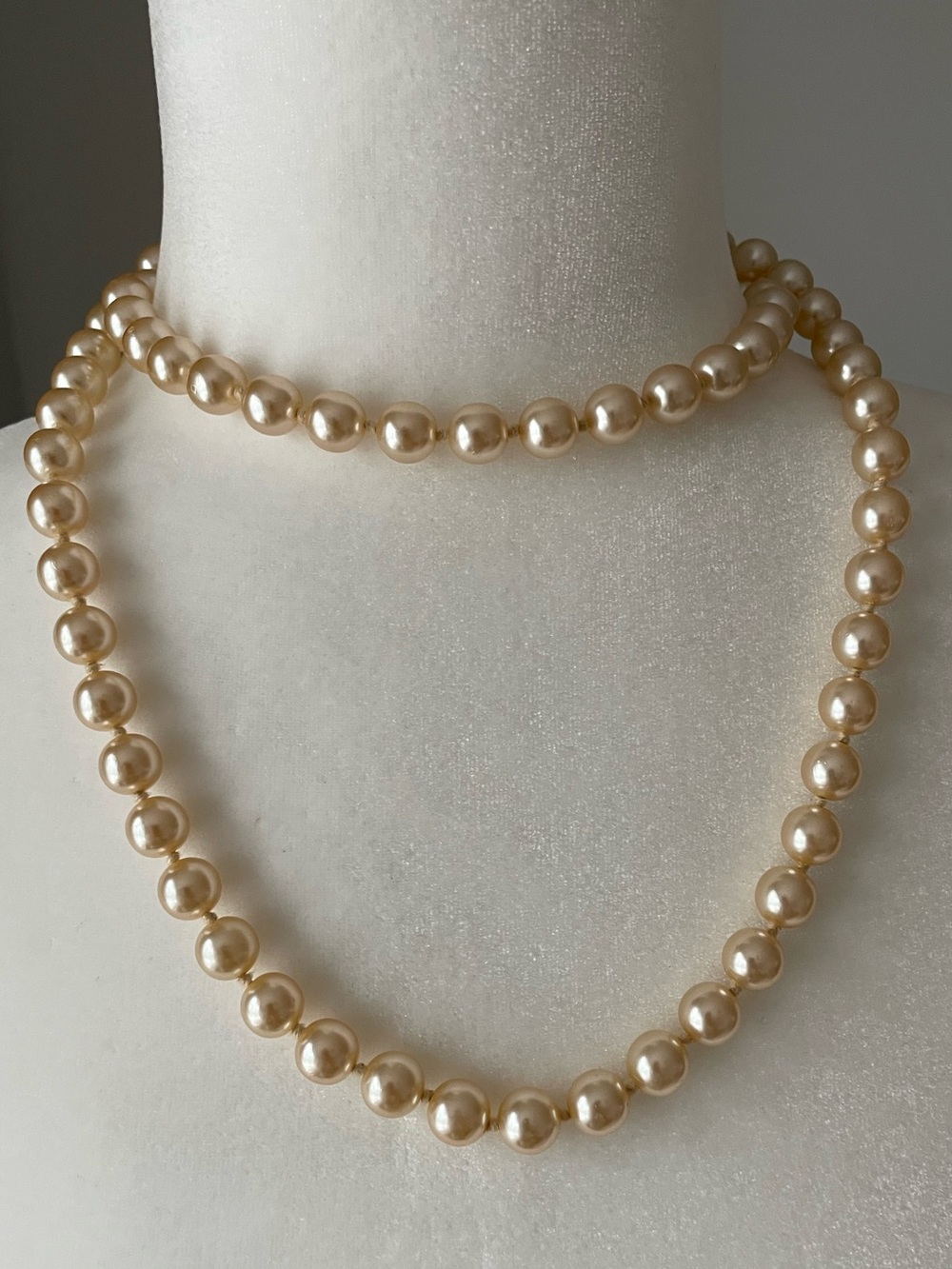 Vintage Faux Pearl 36” Strand Necklace Hand Knotted (Made in Japan)